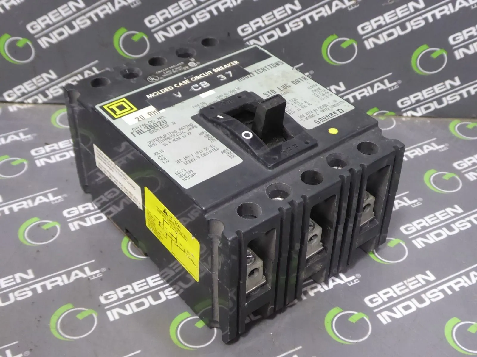 Square D FHL36020 Molded Case Circuit Breaker 20A 600VAC Used