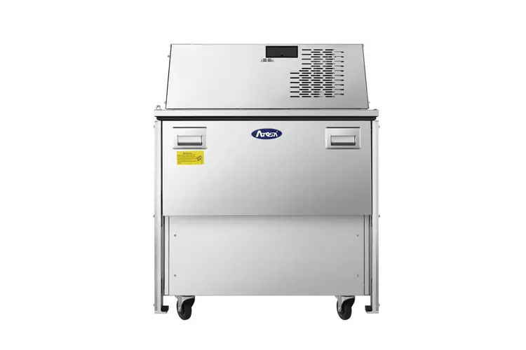 New | in-Stock Atosa New Atosa AMC-3401 34" Forced Air Milk Cooler - Single Access Bottle Coolers Illinois US | Falcon Restaurant Supply #1375544