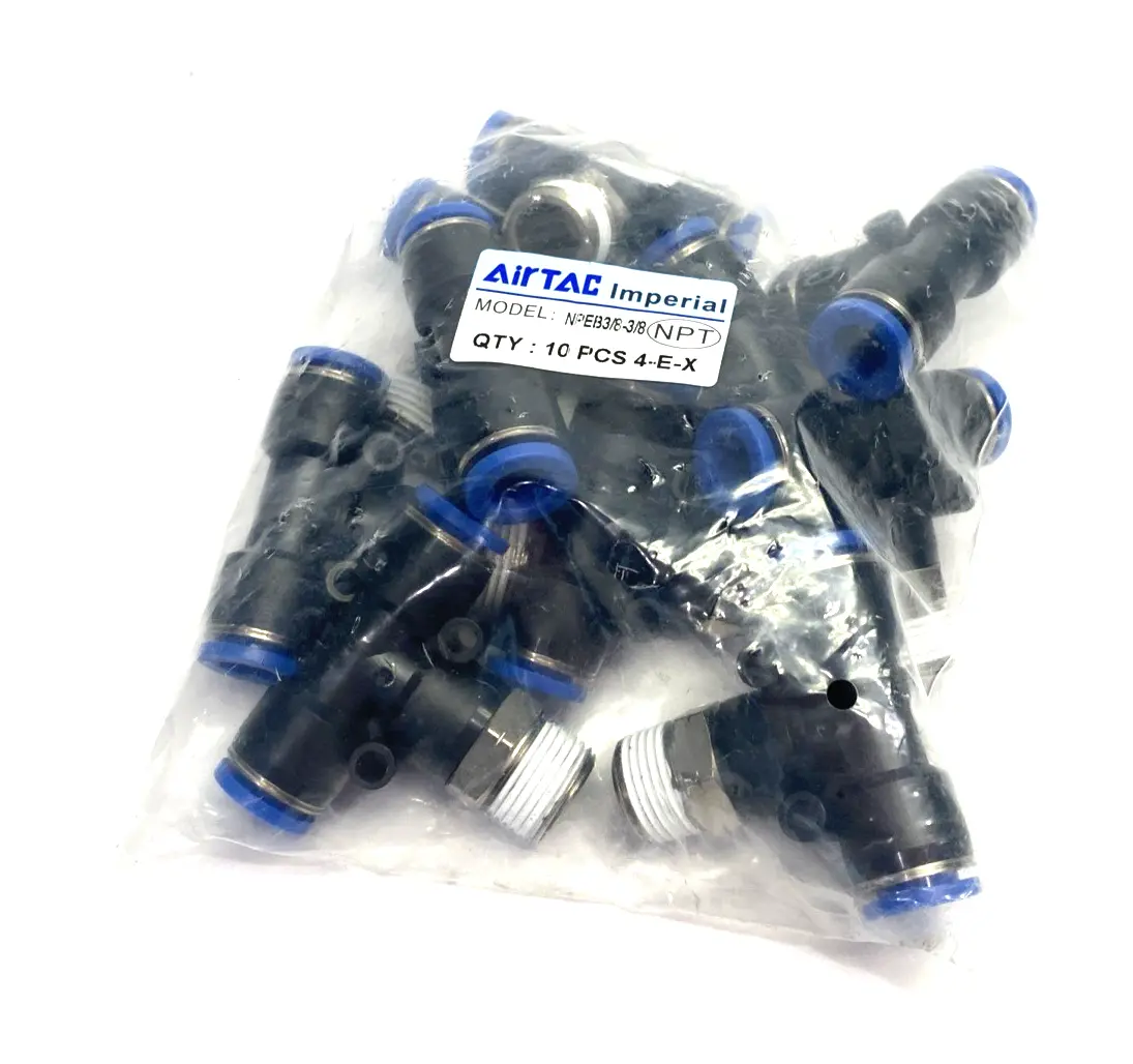 New | in-Stock AirTac Branch Tee Fitting, 3/8" Tube OD to 3/8" NPT PKG OF 10 Parts (Hydraulics and Pneumatics) Michigan US | Maverick Industrial Sales #1398483
