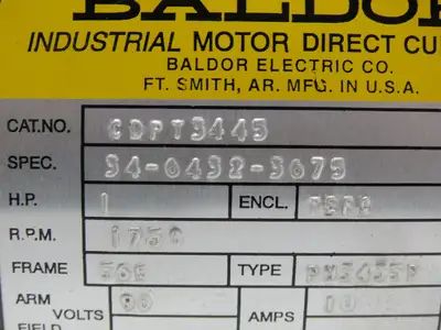 Baldor Electric CDPT3445 DC Brake Motor 90V 1Hp 10A 1750 RPM 56C