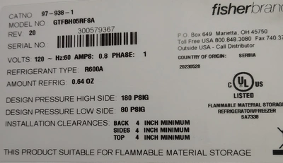 Used FISHER SCIENTIFIC GTFBH05RFSA Lab Refrigerators California US | Biotech Equipment Sales #1464598