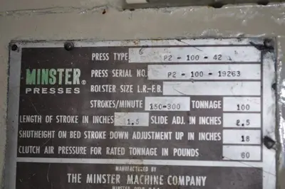 USED MINSTER P2-100