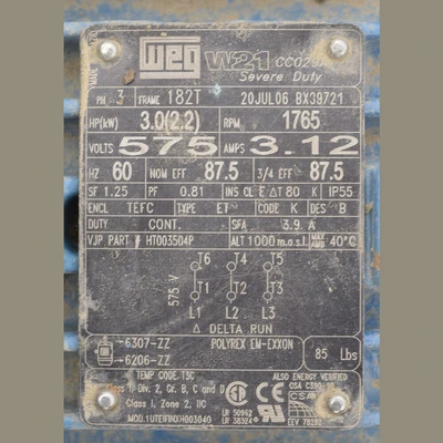 WEG 3 HP Electric Motor