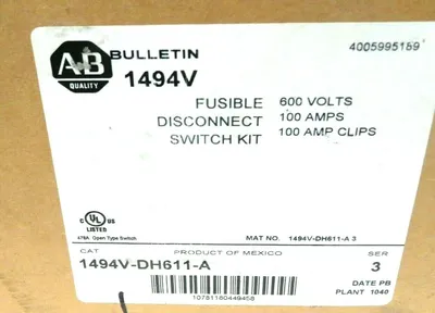NEW ALLEN BRADLEY 1494V-DH611-A FUSIBLE DISCONNECT SWITCH KIT 600V 1494VDH611A
