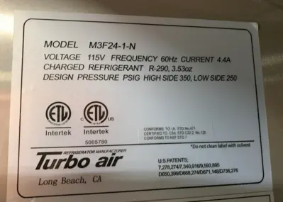72-0302 Turbo Air M3F24-1-N 1 Door Reach In Freezer