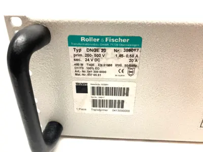 DGE 20,0413000000,389017 | Trumpf Roller & Fischer DGE 20 Power Supply Unit 20A 200-500V 0413000000 - Used