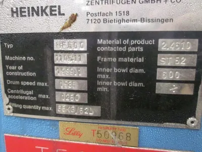 HEINKEL HF600 Centrifuge Horiz. Basket Pusher Or Peeler | Perry Equipment (5)