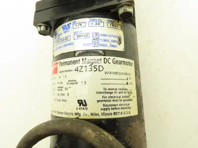 Dayton 4Z135D Permanent Magnet 90V DC Gear Motor 180RPM 10:1 Reducer