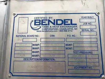 450 gal bendel 304 stainless steel pressure vessel