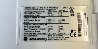 Used ALLEN-BRADLEY 20AD8P0C3AYNNNC0 Variable Speed Drives | Surplus Asset Holdings #1227237