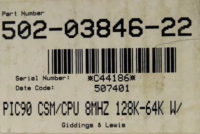 NEW GIDDINGS & LEWIS 502-03846-22 CPU MODULE 5020384622