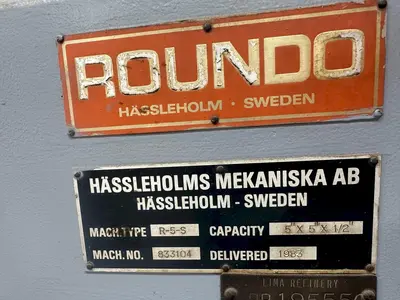 5" X 5" X 1/2" ROUNDO MODEL #R-5-S HYDRAULIC ANGLE ROLL: STOCK #23480