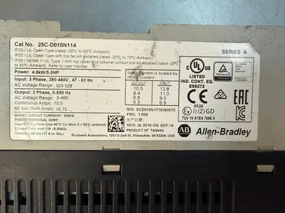 Allen Bradley 25C-D010N114 /A PowerFlex 525 AC 4kW 5HP (8.5.8)