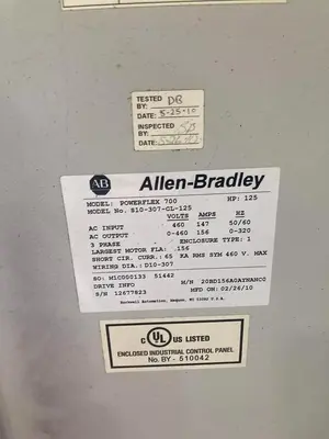 ELECTRICAL ENCLOSURE WITH 20BD156A0AYNANC0 Allen Bradley 125HP Powerflex 700