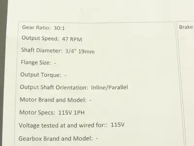Bodine 42R5BFCI-E3 Gearmotor 230VAC 1PH 30:1 Ratio 47rpm Inline Parallel