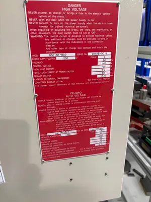 88 TON AIDA MODEL #DSF-N1-800 GAP FRAME PRESS: YOBRO #25102