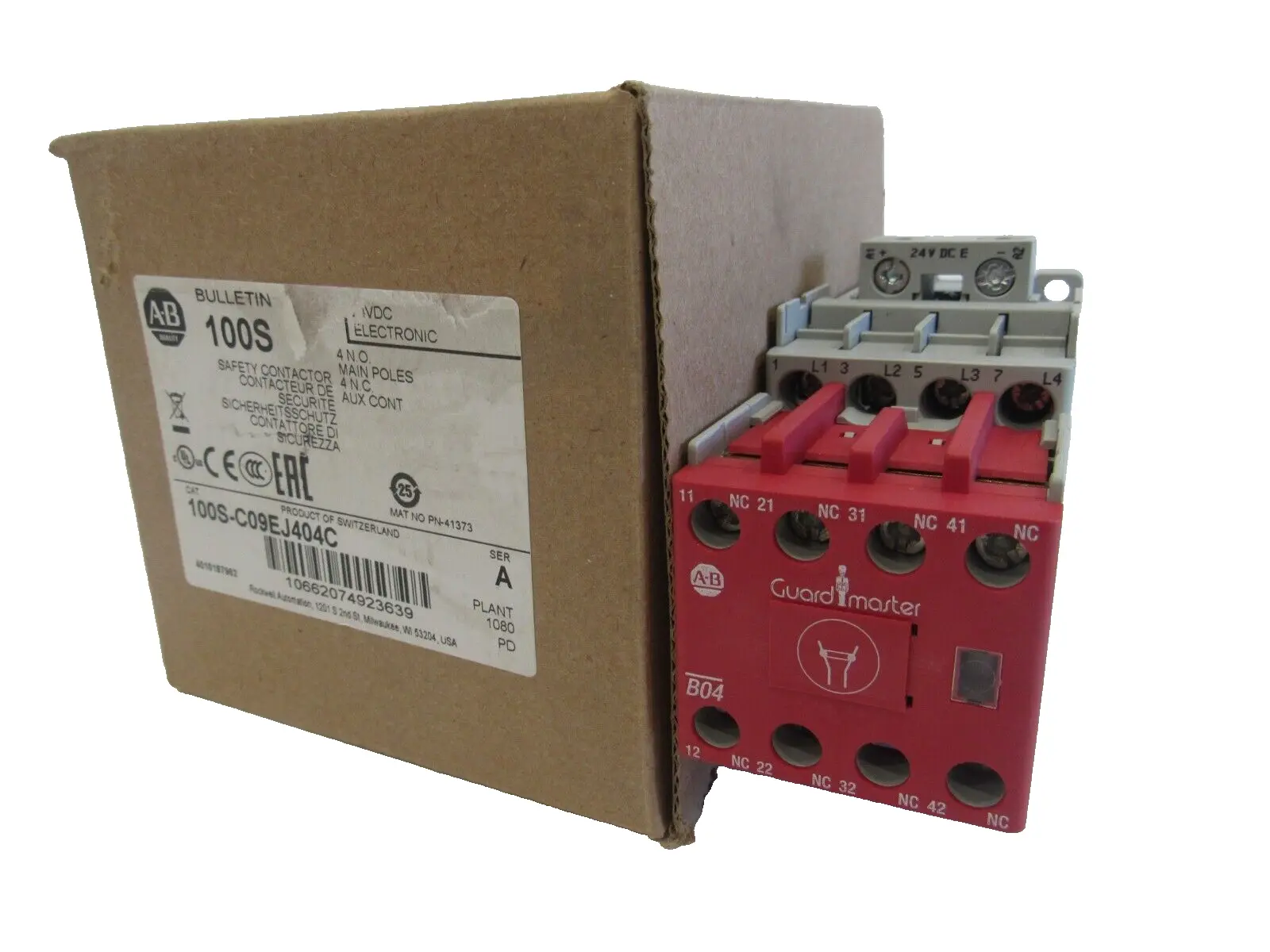 ALLEN BRADLEY 100S-C09EJ404C SAFETY CONTACTOR SER A 100SC09EJ404C NEW, SURPLUS