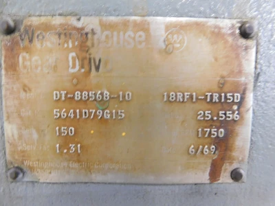 Used WESTINGHOUSE 5641D79G15 Speed Reducers | Equipment Recovery Corp. #1330979