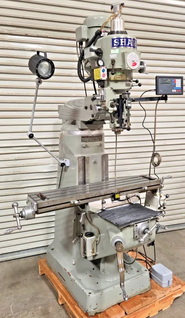 Sharp Bridgeport Vertical Mill Milling Machine 3 HP DRO 9×42 Chrome Ways Nice