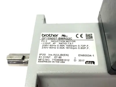 Used Brother 3-Phase Induction Motor 7.5:1 Ratio 1/10HP A.C. Motors Michigan US | Maverick Industrial Sales #1397340