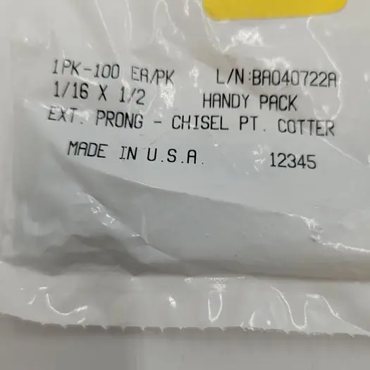 New | in-Stock COTTER PIN ZINC-PLATED 1004-1045 CARBON STEEL COTTER PINS 1/16" DIAMETER, 1/2" LONG Misc Fasteners Michigan US | ND Industrial Surplus #1207911