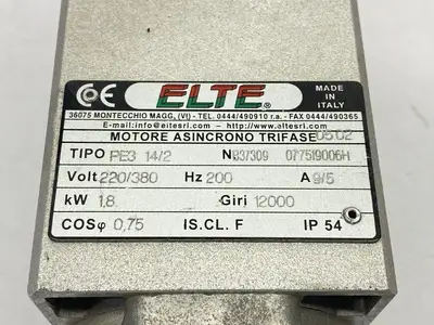 USED ELTE PRECISION ELECTRIC SPINDLE MOTOR 12000RPM 9/5A 220/380V 077519006
