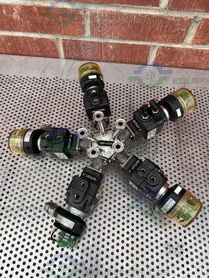 USED 5 ITT ADVANTAGE 5 WAY STAINLESS STEEL DIAPHRAGM VALVES W/ VALVE POSITIONER