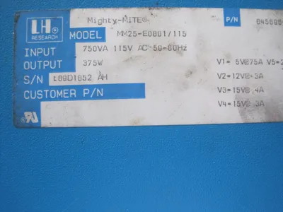 USED LH RESEARCH MM25-E0801/115 POWER SUPPLY