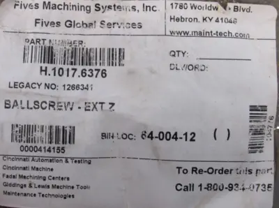 NEW FIVES MACHINING H.1017.6376 BALL SCREW 1266341 W3210WF-52PY 14F4-0003