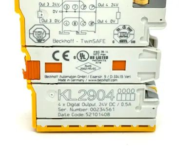 KL2904 | Beckhoff  Safety Bus Terminal 4-Channel Digital Output 0.5A 24VDC TwinSAFE - Used