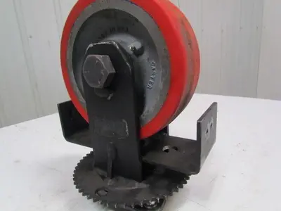 08300-11-24 1" bore caster wheel 9-7/8" OD w/steering sprocket and bracket