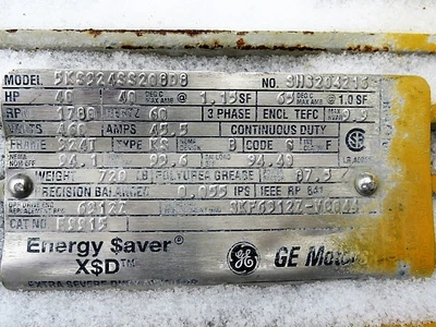 40 hp General Electric AC Motor