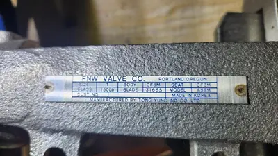 FNW VALVE CO, SIZE: 4, BODY: CF8M 4" MANUAL VALVE STOCK PF - 200
