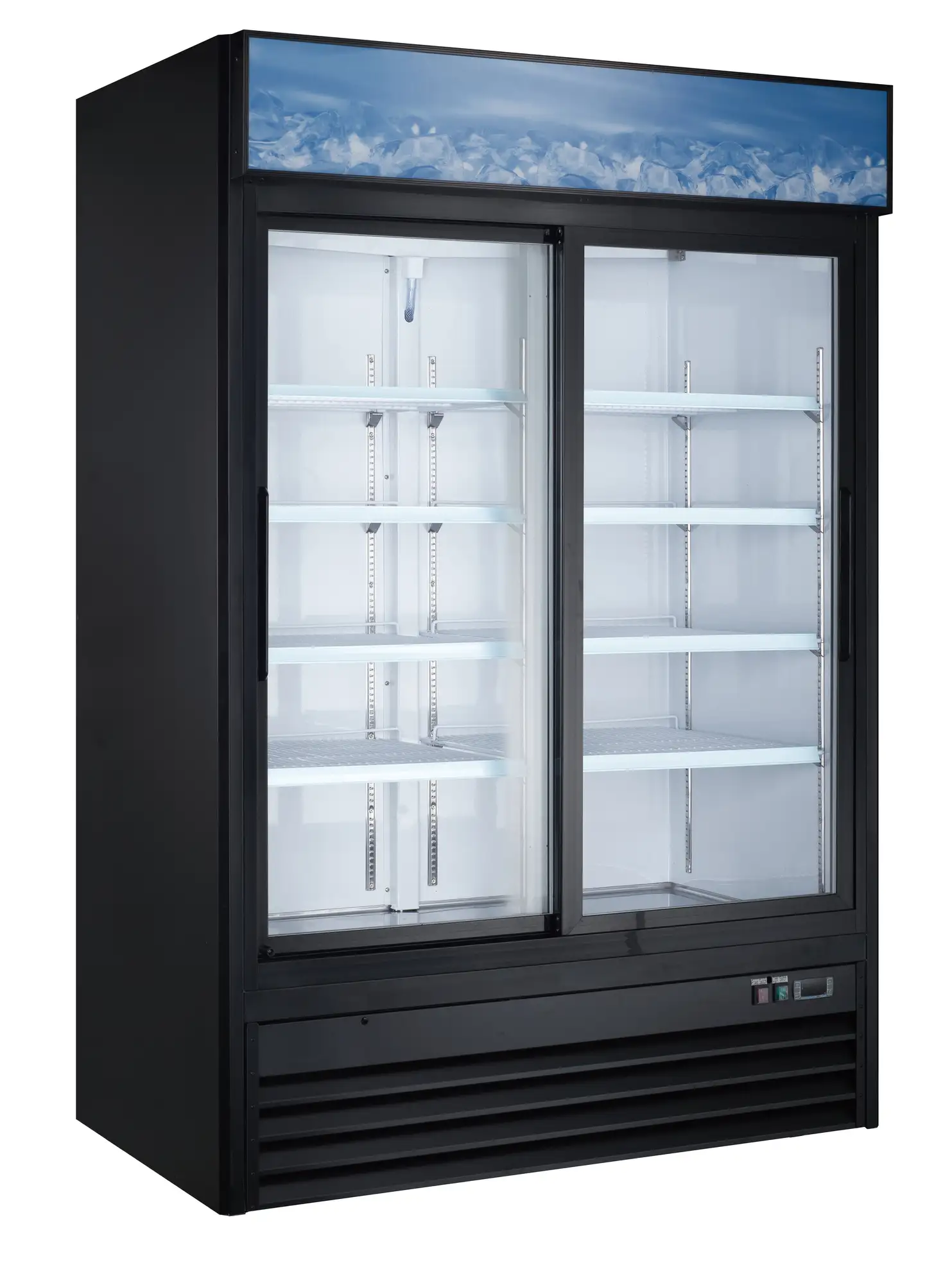 Compass RGDM48 - 48" Black Customizable Swing Glass Door Merchandiser