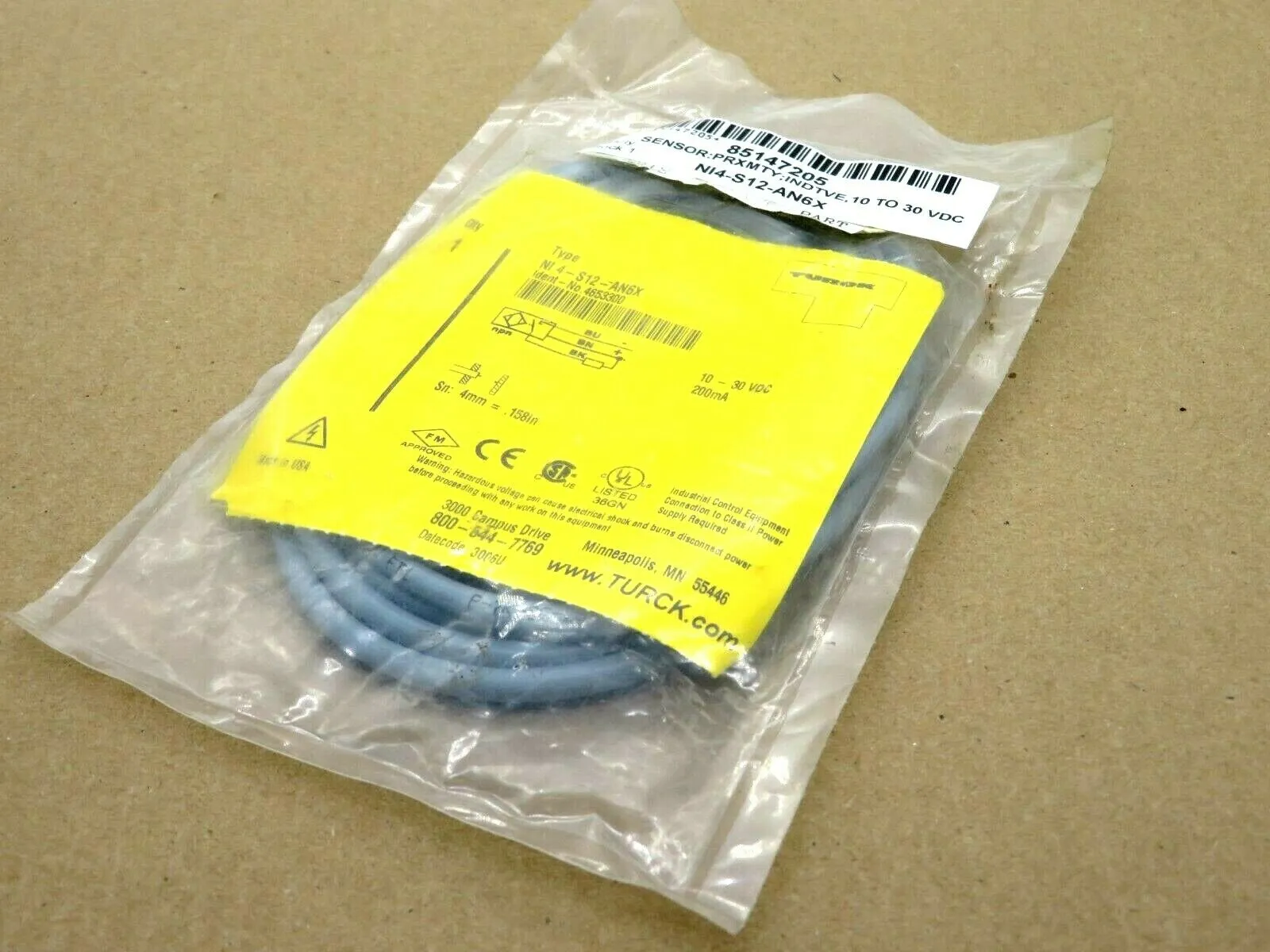 NEW TURCK NI4-S12-AN6X INDUCTIVE SENSOR 4653300 NI4S12AN6X