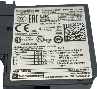 NEW SCHNEIDER ELECTRIC LRD32 THERMAL OVERLOAD RELAY