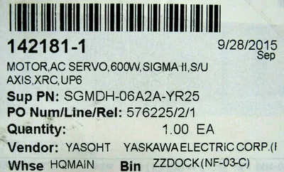 NEW YASKAWA ELECTRIC SGMDH-06A2A-YR26 AC SERVO MOTOR SGMDH06A2AYR26