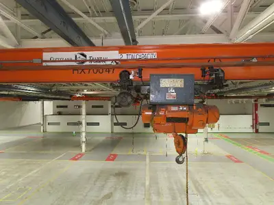 Cleveland Tramrail P&H 2 Ton Single Girder Underhung Bridge Crane 45' 10" Span