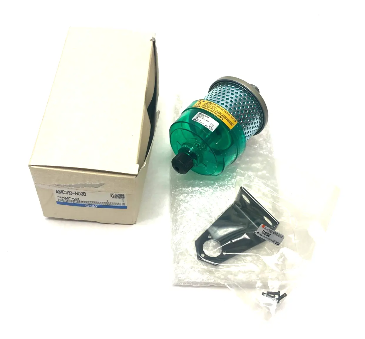 NEW SMC PNEUMATIC EXHAUST CLEANER 3/8" NPT W/ BRACKET