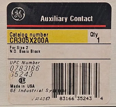 GE CR305X200A Auxiliary Contact. Loc4C-22
