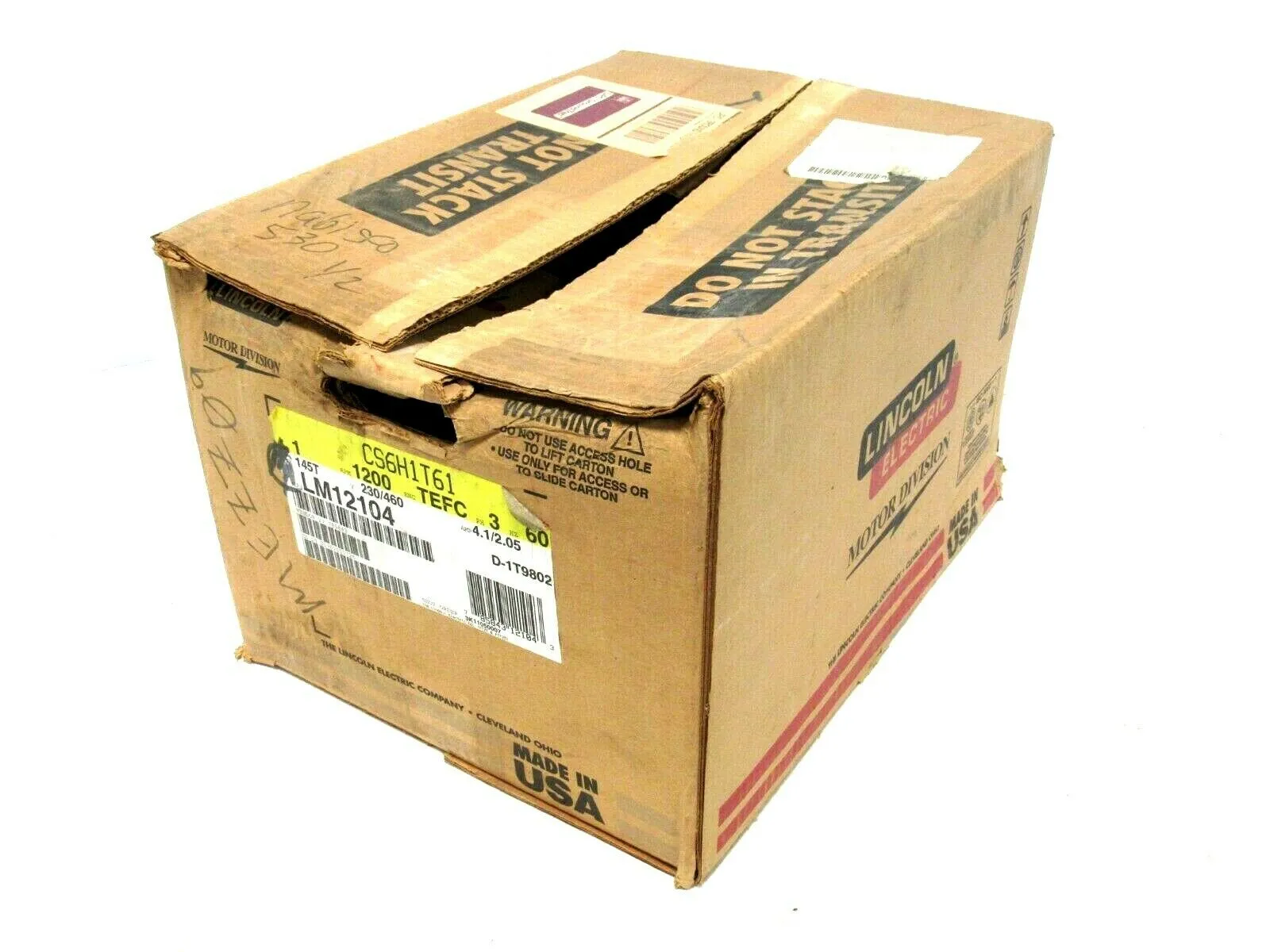 NEW LINCOLN LM12104 MOTOR 1HP 230/460V 1145RPM 7/8" DIA. D-1T9802 CS6H1T61
