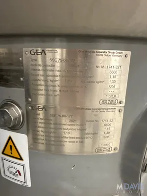 USED 2021 GEA WESTFALIA SSE 75-06-177