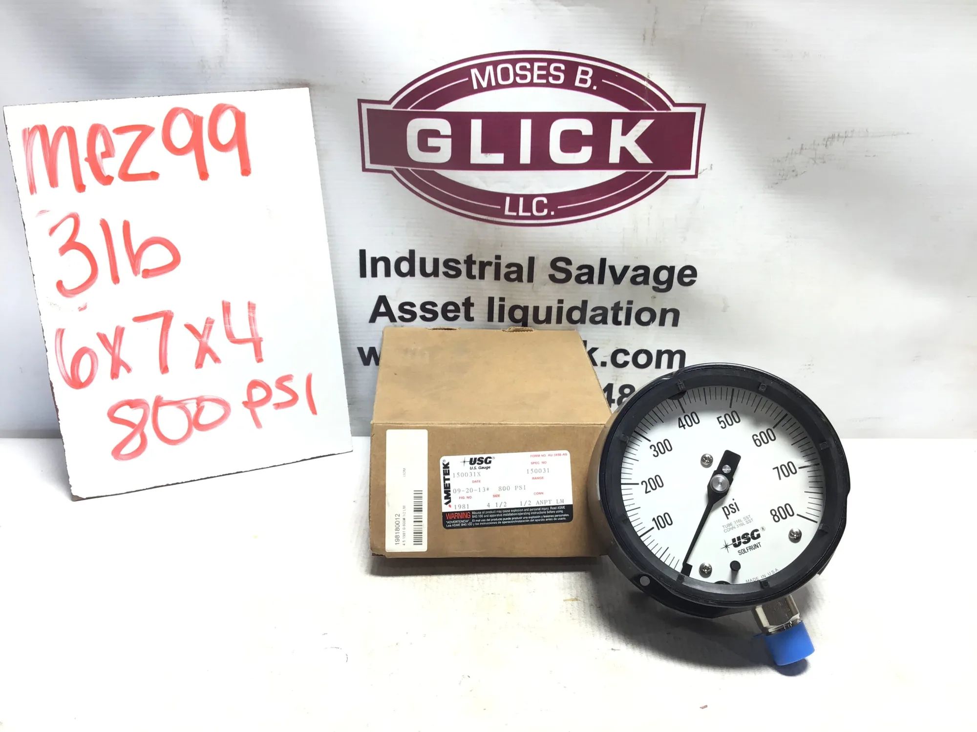 AMETEK 800 PSI USG Gauge (SPEC NO 150031)