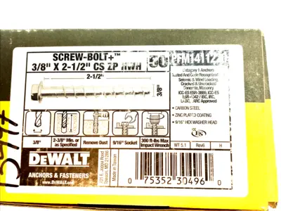 USED DEWALT SCREW-ANCHORS CARBON STEEL