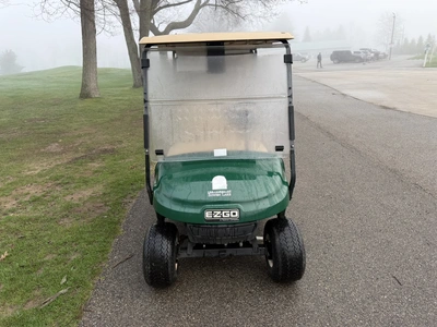 (1) 2019 E-Z-Go EFI golf cart with a Kawasaki gas engine, model 657061G01, includes canopy, fold-dow...