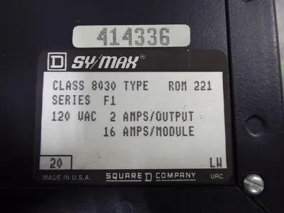 Square D 8030 ROM-221 SY/MAX Output Module Series F1 Used