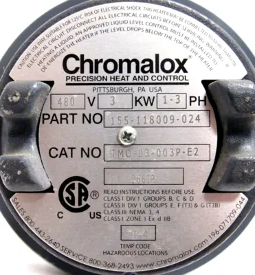 NEW CHROMALOX TM0-03-003P-E2 IMMERSION HEATER 480V3KW 155-118009-024 TM003003PE2