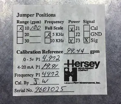 Used Hersey B.E.P 6221 6221 Assy 60122G276 Flowmeters South Carolina US | Palmetto Automation #1158958