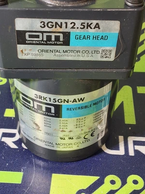 ORIENTAL MOTOR 3RK15GN-AW INDUCTION MOTOR WITH 3GN12.5.KA GEAR HEAD