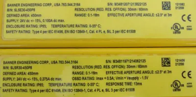 NEW BANNER SLSP30-450P88 SAFETY LIGHT CURTAIN SET 73962 SLSE30-450P8 SLSR30450P8